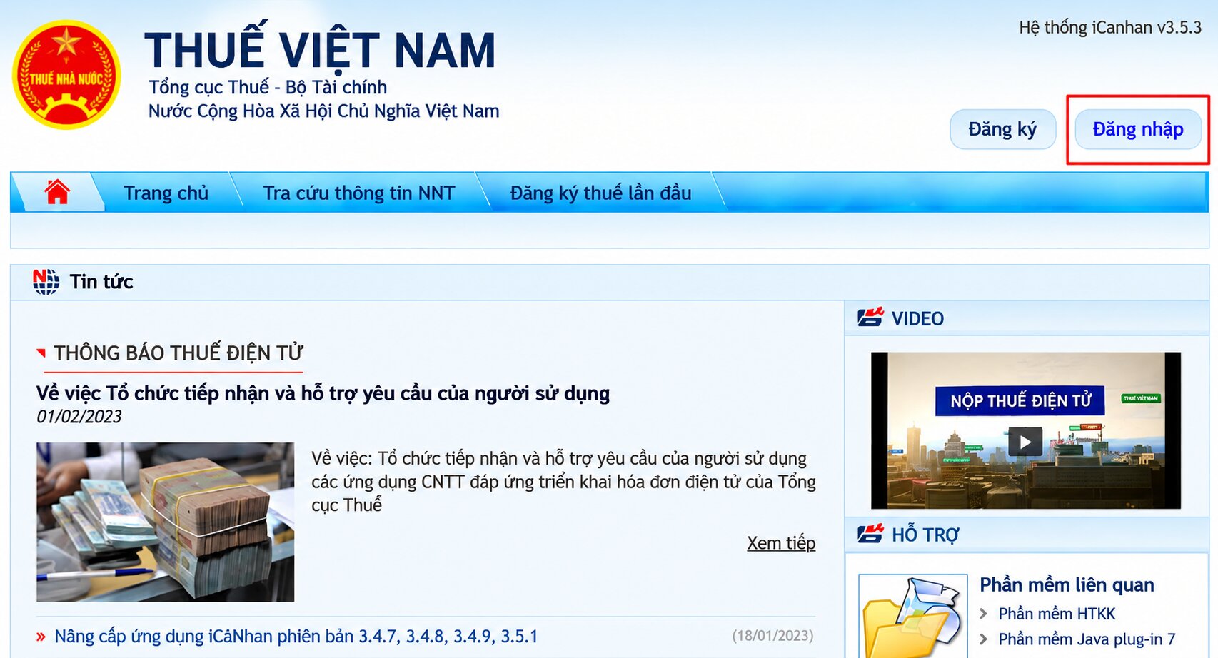 Truy cập hệ thống Thuế điện tử dành cho cá nhân