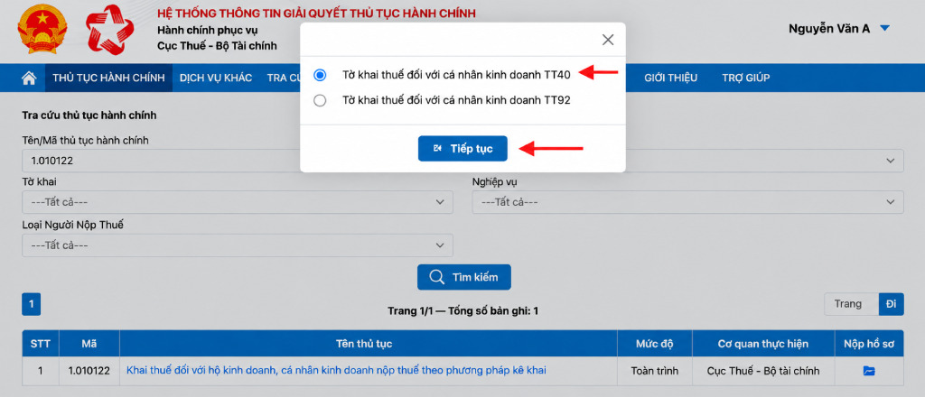 Hướng dẫn kê khai thuế hộ kinh doanh trên Cổng Dịch vụ công của Cục Thuế