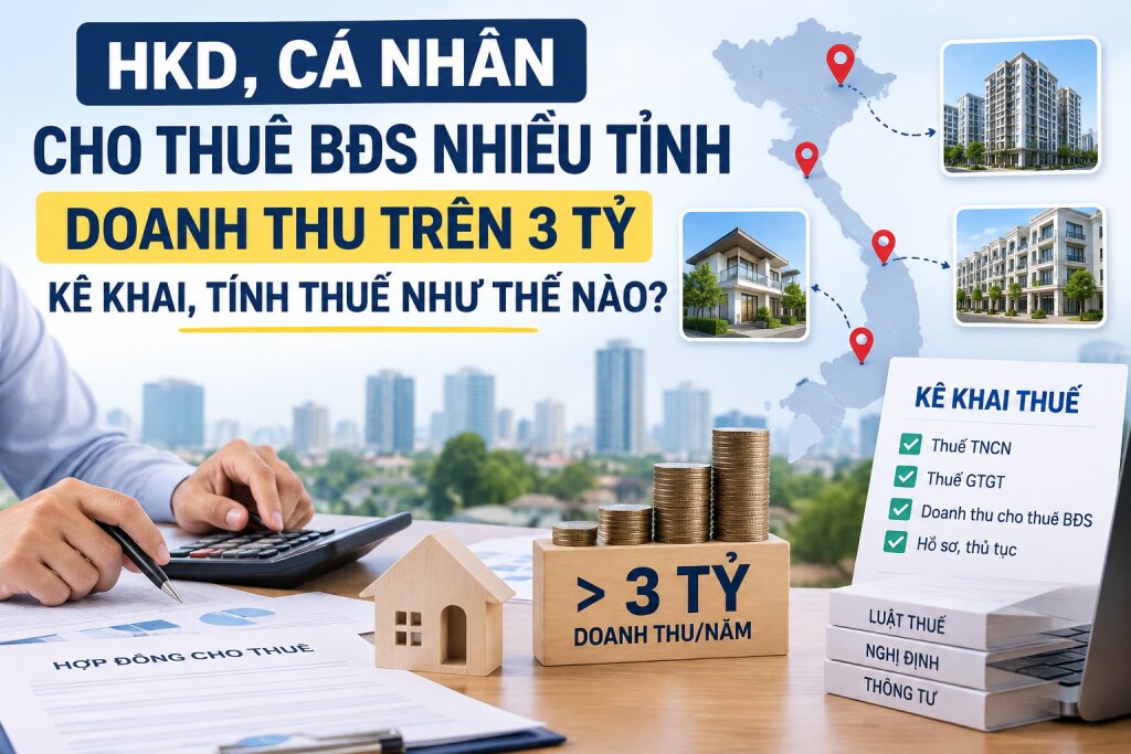 HKD, Cá Nhân Cho Thuê BĐS Nhiều Tỉnh, Doanh Thu Trên 3 Tỷ Kê Khai Thuế Thế Nào?
