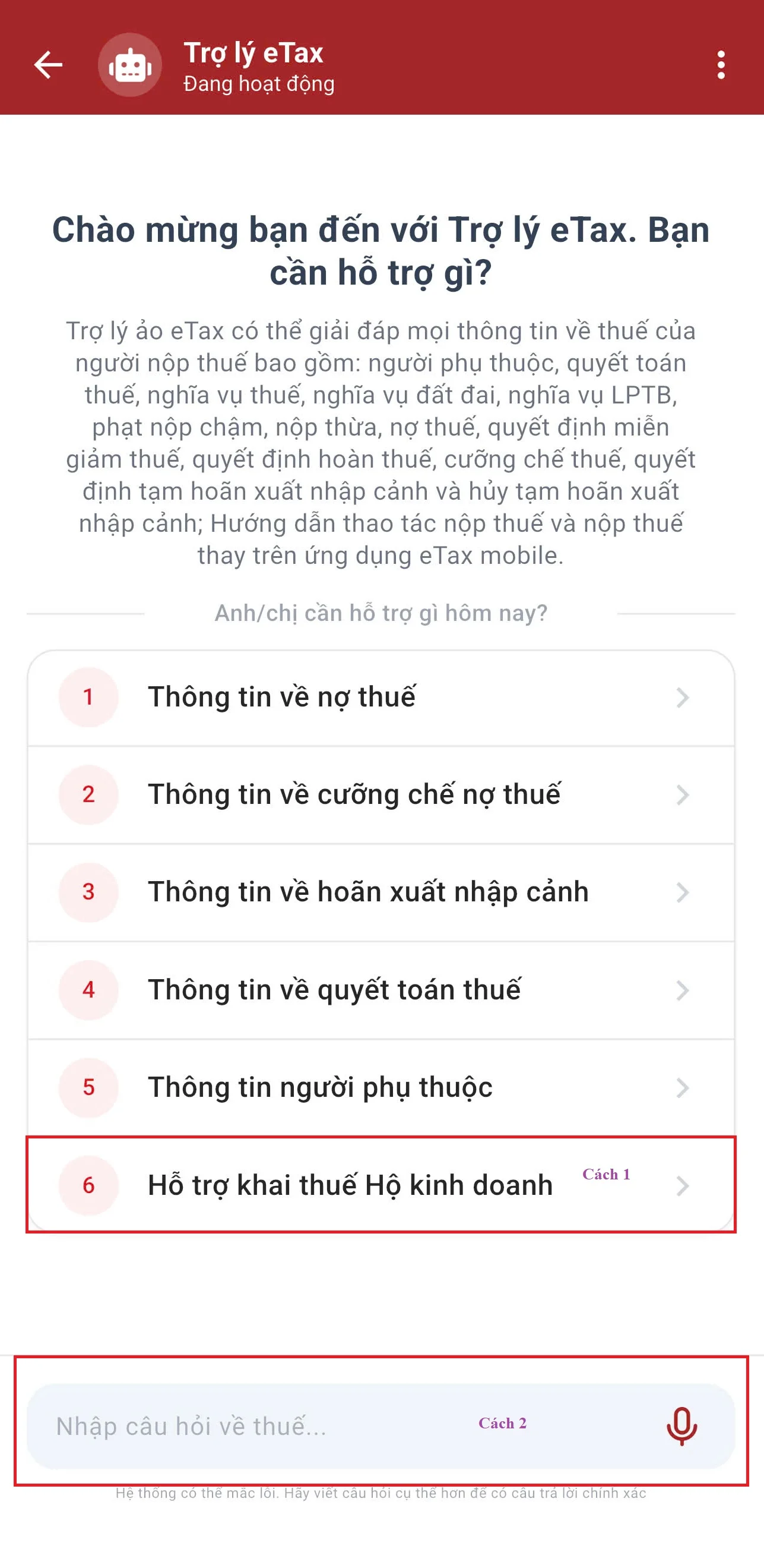 Bước 2: Truy cập chức năng kê khai thuế hộ kinh doanh
