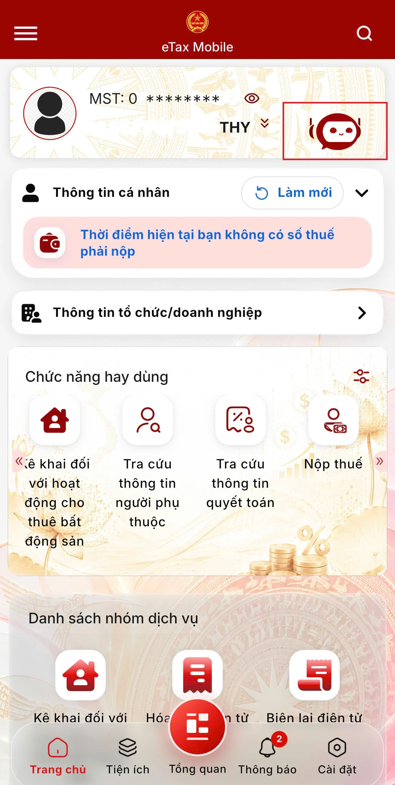 Bước 1: Đăng nhập ứng dụng eTax Mobile