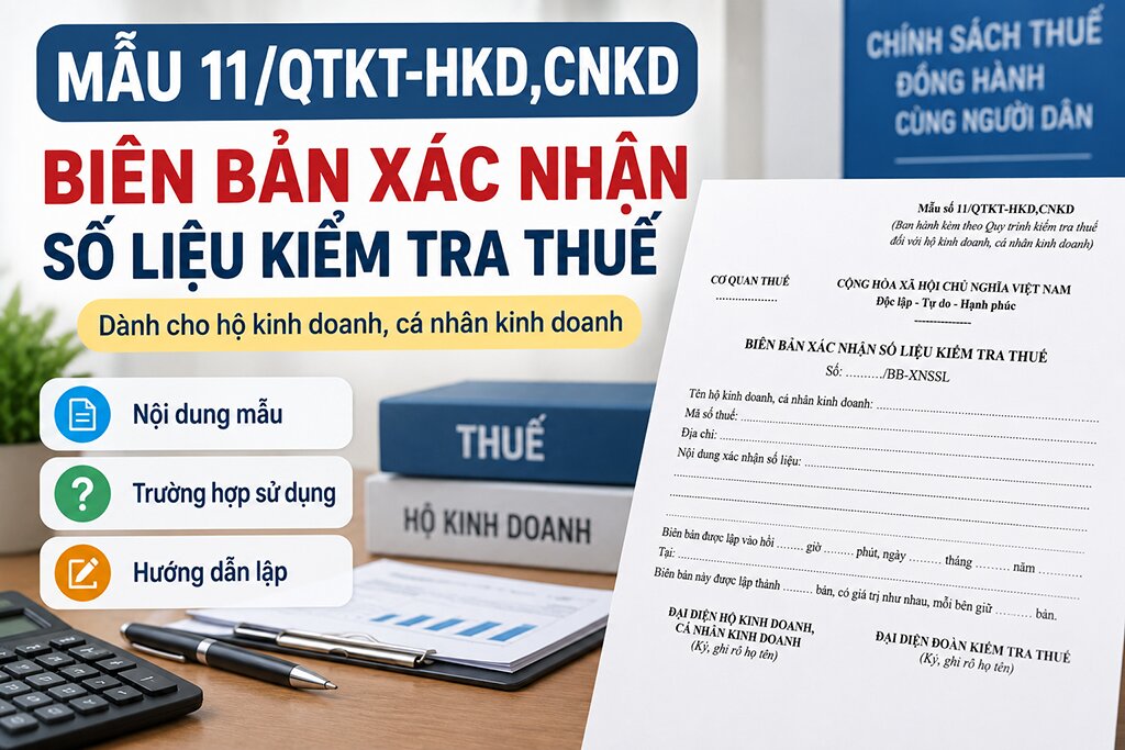 Mẫu 11/QTKT-HKD,CNKD Biên Bản Xác Nhận Số Liệu Kiểm Tra Thuế