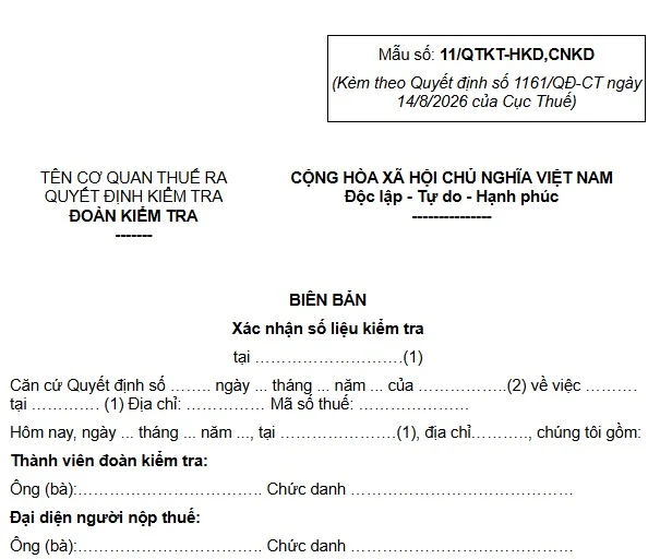 Mẫu số 11 QTKT HKD CNKD