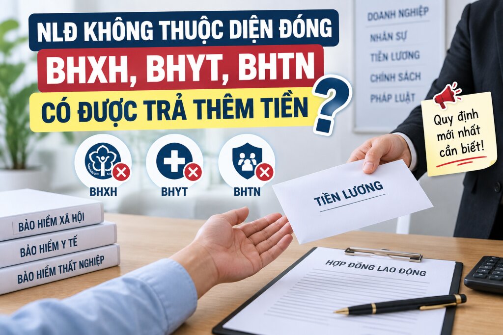 NLĐ Không Thuộc Diện Đóng BHXH, BHYT, BHTN Có Được Trả Thêm Tiền?